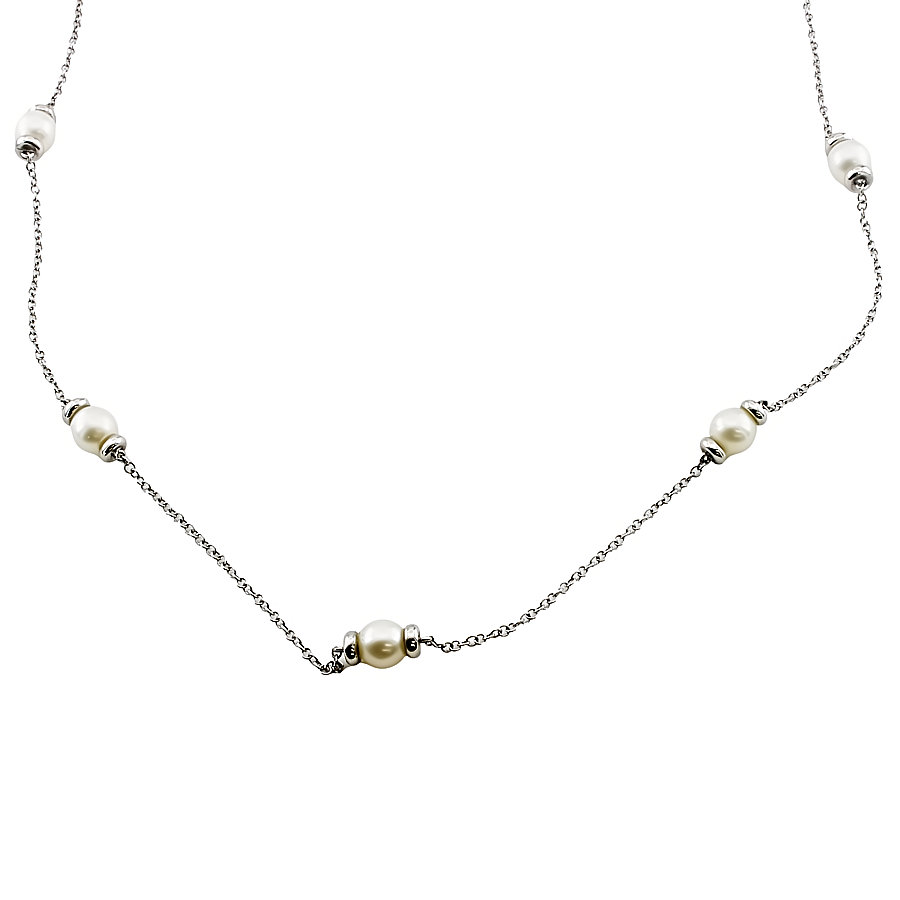 9ct White Gold Pearl Trace Chain